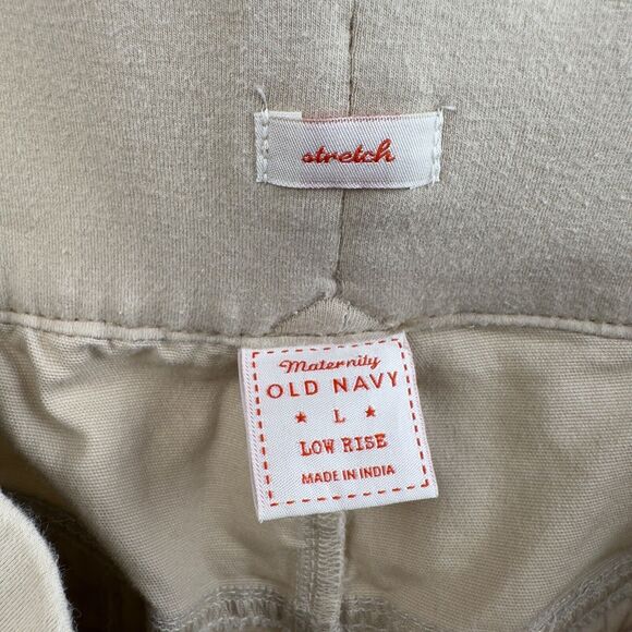 Old Navy Maternity Low Rise Stretch Cropped Ankle‎ Cream Pull-on Pockets Pants - Picture 7 of 9